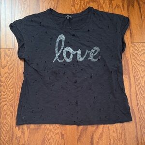 Express Distressed Love Tee Shirt